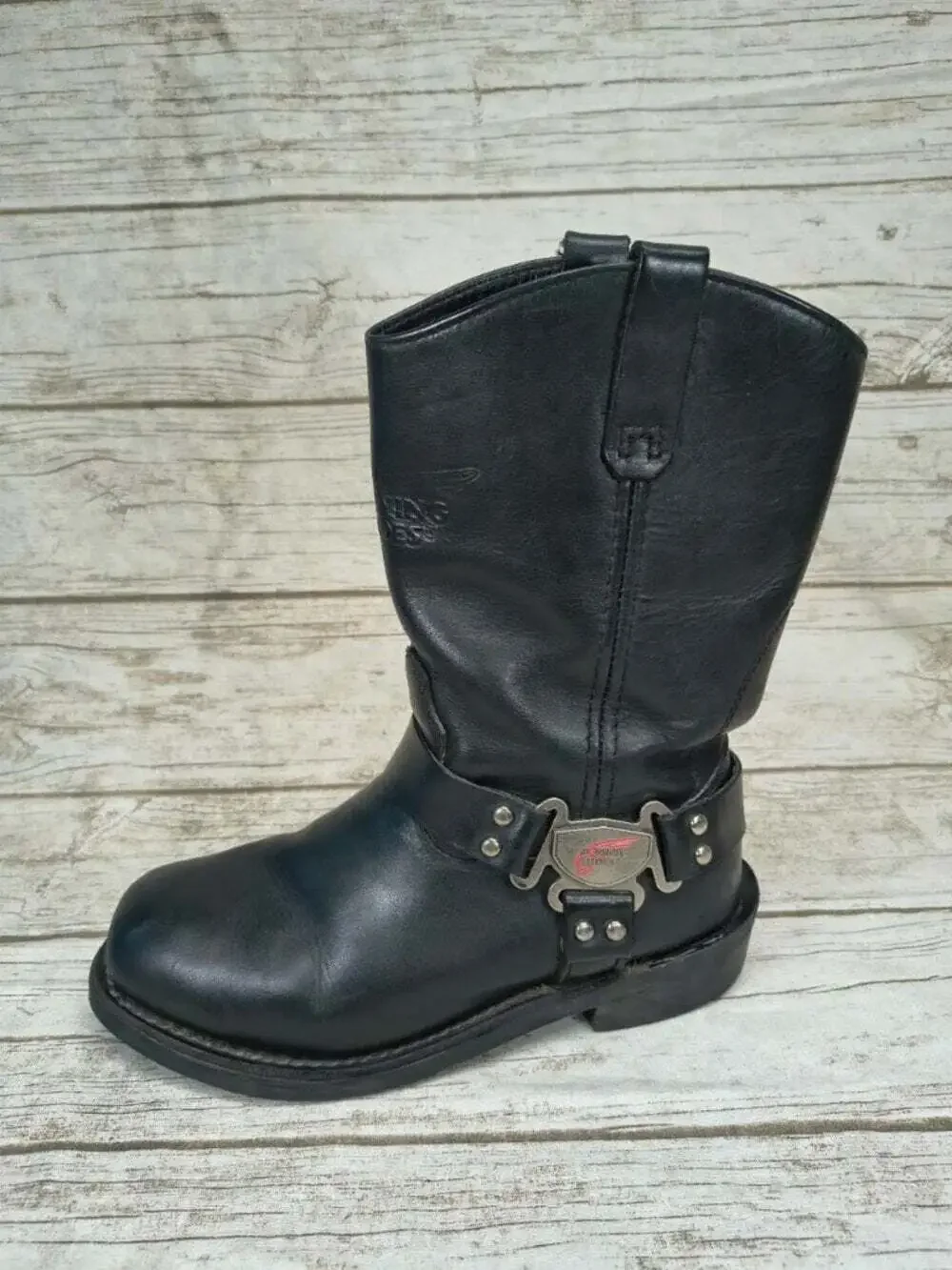 Red Wing Black Leather 969 Harness Motorcycle Engineer Boots Men Size 10.5 E2
